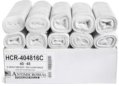 Aluf plastiques Hcr-404816 C haute densité étoile scellé sans noyau Rouleau de sacs, 45 GAL, polyéthylène, 101,6 x 121,9 cm, Clear (lot de 250)