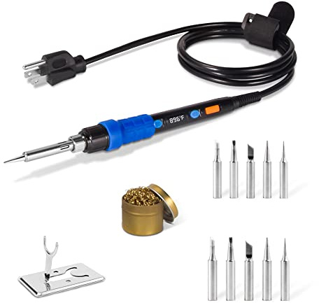 Soldering Iron Kit Solder Gun - 110V 65W Portable Temp Adjustable Pen Type Digital Welding Tools Soldering Iron for Electric PCD Soldering and Desoldering (Pack of 1 Piece with 1 Stand and 1 Cleaner)