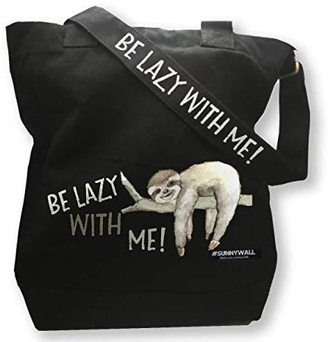 Sunnywall Freizeittasche Strandtasche canvas mit Innentasche Label (Faultier be lazy with me)