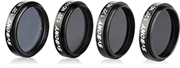 Svbony SV139 1,25 Zoll Mondfilter Kit, 25% 12,5% 6,5% 0,1% Transmission Reduzieren Sie die Gesamthelligkeit der Mondoberflächen, 4Pcs Teleskop ND Mondfilterset, für die Beobachtung von Mondphasen