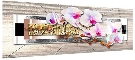 DECLINA Tableau Plexiglas Zen ORCHIDÉES Multicouleur - Impression Verre Acrylique Zen - Décoration Murale pour déco Maison, Cuisine, Salon, Chambre, Bureau - 100x35 cm