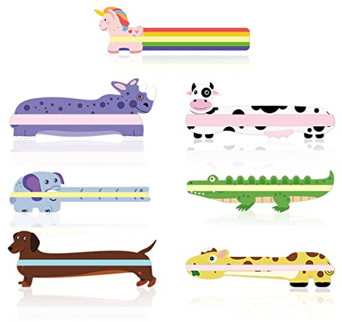 PAPERKIDDO 7PCS Signet coloré Lecture des règles de suivi Bandes de surbrillance Bandelettes de lecture guidées Superposition colorée Aide à la dyslexie chez les enfants
