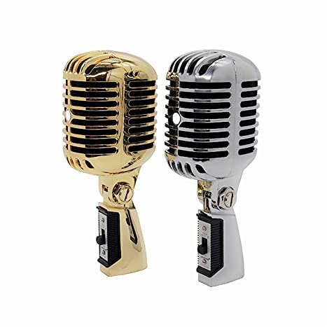 BJTYHT micrófono Micrófono Profesional 5 5SH Dynamic Karaoke Grabación Estudio con Cable Retro Cápsula Mic Vocal Canto para Hogar Vintage KTV (Color : Gold)