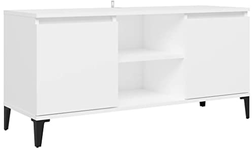 vidaXL TV Schrank mit Metallbeinen Lowboard Sideboard Fernsehschrank Fernsehtisch TV Möbel Tisch Board HiFi-Schrank Weiß 103,5x35x50cm