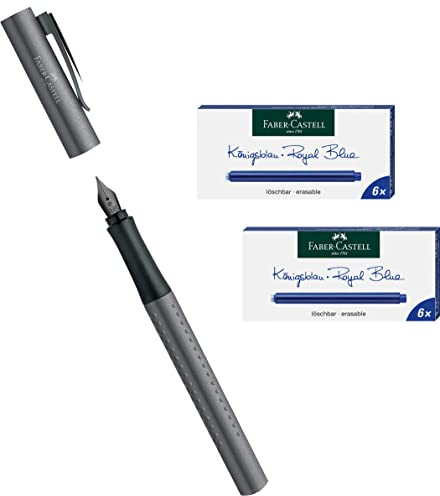 Faber-Castell - Füller Grip Edition (Anthrazit, Füller M + Patronen)