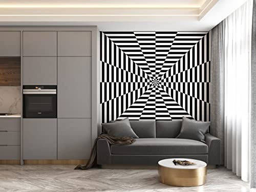 Myphotostation - Papel pintado geométrico en blanco y negro para despegar y pegar, extraíble, autoadhesivo, diseño de rayas, 50,8 cm de ancho x 314 cm de alto