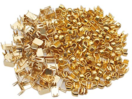 YaHoGa 300 Stück #5 Reißverschluss unten Stopper Oben Stopper für Reißverschluss-Reparatur (Goldfarbenen)