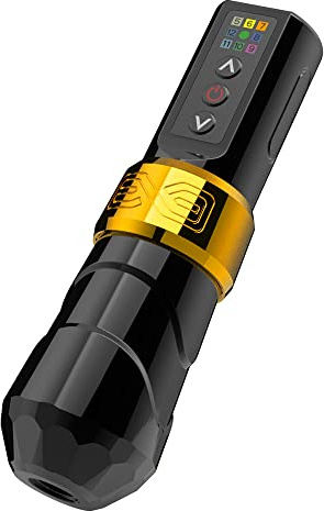 Penna per tatuaggio senza fili con cartuccia rotativa per tatuaggi, con batteria da 2400 mAh, motore senza core, attrezzatura per tatuaggi per professionisti e principianti, colore: oro