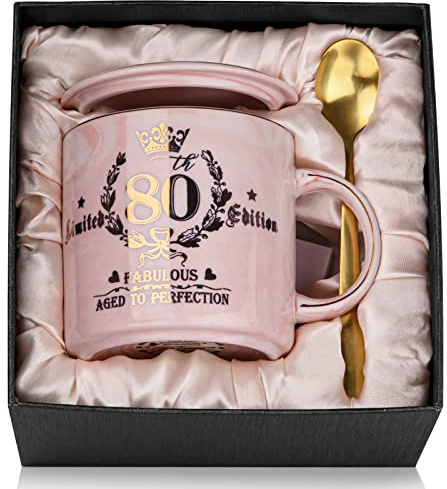 80 Geburtstag Geschenke Frauen, Fabelhafter 80. Limited Edition Kaffeetasse | 14oz Tasse mit Gold Bedruckt, Becher zum 80. Geburtstag Frau, Geschenk für Mutter, Oma, Schwester, Ehefrau, Geschenkbox
