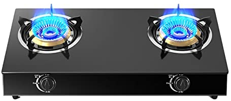 IBOWZ Burners Gas Hob gas hob Portable Gas Stove - LPG Burner Camping Cooker - Black Tempered Glass Panel Is Easy To Clean - For Compact Living, Kitchen, Camping Or Caravans [Energy Class A] (Colo