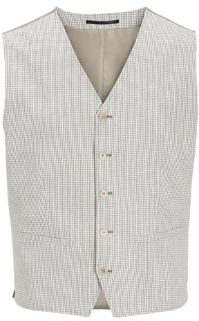 JACK&JONES herr JPRRIVIERA linne väst kostymväst, Timber Wolf/Checks: Slim FIT, 46, Timber Wolf/Checks: slim fit, 46
