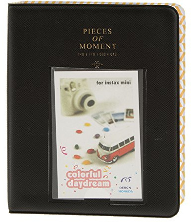 Tiuimk Mini álbum de fotos – páginas de inserción de 3 pulgadas – 114 x 140 x 33 mm – negro – Capacidad para 64 + 1 fotos