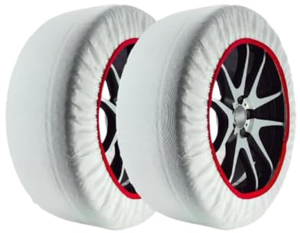 START Set 2 Calze da Neve Bianche | Taglia L | Omologate EN 16662-1 | in Tessuto | Adatte per Auto - SUV - Veicoli Commerciali | Protezione Cerchi | Facili da Montare | Misura Pneumatico all'Interno