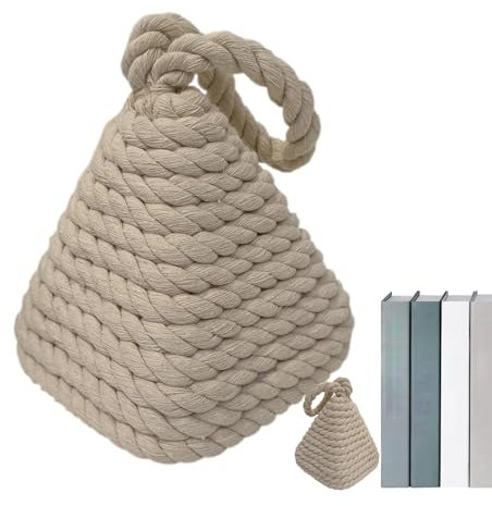 Weighted Door Stopper - Rope Knot Cotton Door Stop with Handle | Rustic Farmhouse Door Jammer, Nautical Door Stop, Bookend for Bedroom Dog Toys Itrimaka