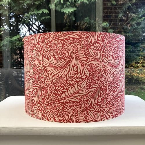 Handmade Lampshade William Morris Larkspur Red Cream Pink 20cm | 30cm | 40cm (Table/Floor, Medium (30cm Diameter))