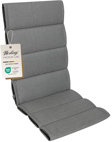 Herlag Hochlehner-Polsterauflage Linnea 123x50x3cm | Stuhlauflage Mehrfachsteppung | Auflage für Hochlehner-Gartenstühle | Premium-Line | Öko Tex 100 | 1 Polster | Grau