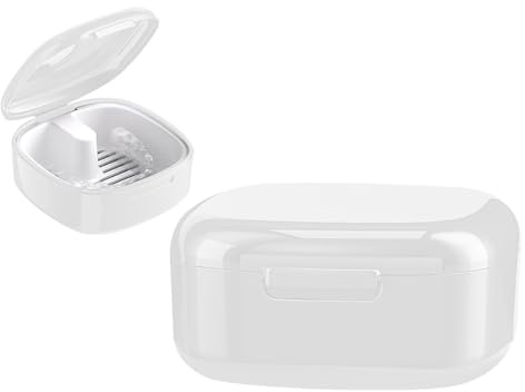 GmeDhc Boîte de Dentier avec Passoire, Portable Boite Appareil Dentaire, Boîtes pour Prothèses Dentaires, Boîte de Retenue Orthodontique, Boîte de Nettoyage de Retenue