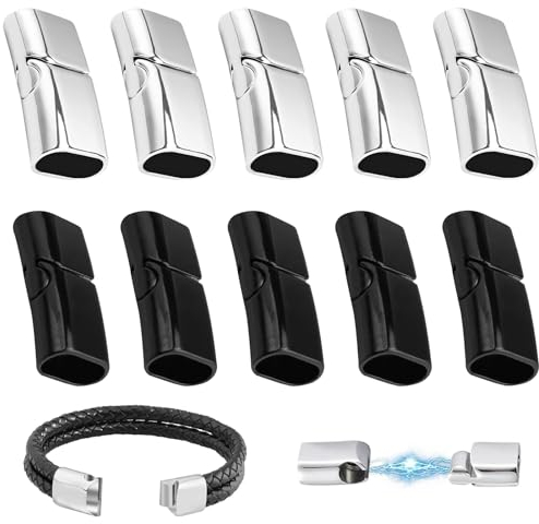 8 Stück Armband Verschluss 4 Silber und 4 Schwarz Verschluss für Armbänder Magnetverschluss Armbandmagnetverschluss Armband Legierungsmaterial zum Selbermachen zum Täglichen Tragen