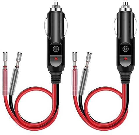 Encendedor Cigarrillos Coche, Dujelixa Enchufe Auxiliar con Cable 10 cm, 2 Piezas Enchufe para Alimentación Encendedor Cigarrillos 12 V, Fusible de 10 A, Adecuado para Manta de Coche, Cojín de Asiento