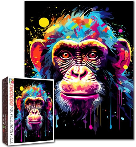 Tucocoo Graffiti Monkey Jigsaw Puzzles for Adults 1000 Pieces, Cute Animals Cartoon Art Jigsaw Puzzle Colorful DIY Handwork Puzzles for Home Decoration Gifts, Family Puzzle Perfect for Game Nights