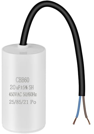 OFFCUP CBB60 Condensador Permanente 20μF, 450V 50/60Hz - Condensador de Arranque para Motores Eléctricos con Alambre, Adecuado para Compresores, Lavadoras, Aires Acondicionados