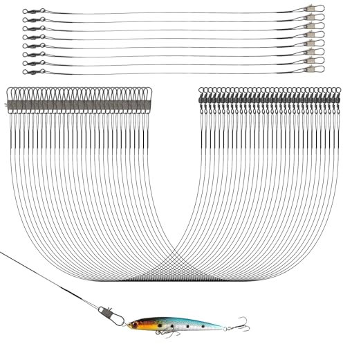 Angelvorfächer, 40 Stück, Angelschnur aus rostfreiem Stahldraht mit Wirbeln, Schnappverschluss, Angelausrüstung und Zubehör, Angelset für Köder, Ködermontage oder Haken, Angelgeschenk