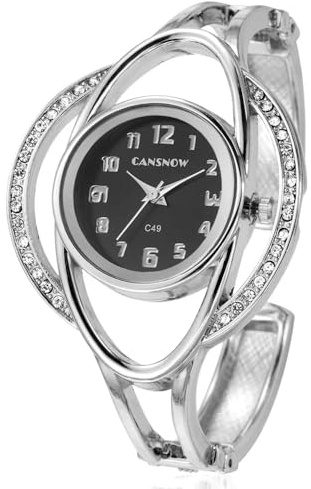 CANSNOW Faszinierende Spangenuhr Damen Uhren Damen Armreif Armbanduhr Armspange Damenuhr mit feinem Metall-Armband
