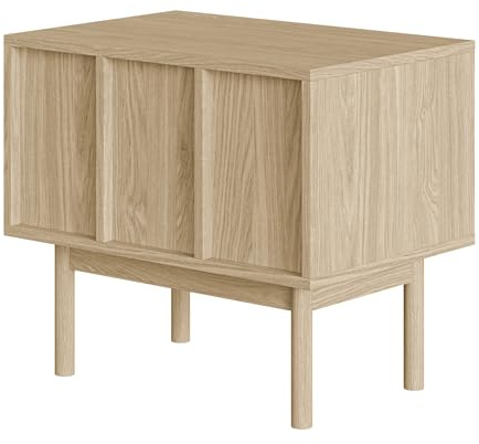 Selsey Nachttisch Neksto mit Schublade, Eiche Geölt | Beistellschrank, Beistelltisch, Nachtschrank, Push to Open, Holzbeine