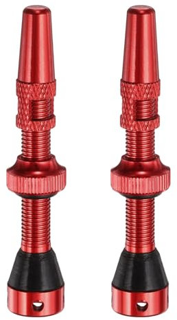 QUARKZMAN 2 Stück Tubeless Ventile 44mm Aluminiumlegierung Tubeless Ventil Entfernungskappen mit 4 Löchern Super Leicht Kein Auslaufen Passend für die meisten Fahrrad Tubeless Felgen, Rot