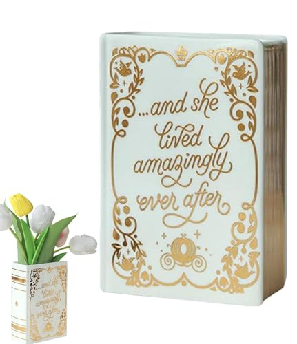 Wusideday Keramik Buchvase | Keramik Buch Vasen | Vintage Buchförmige Vase | Buchvase Für Blumen | Vielseitige Blumenvase In Leuchtenden Farben Für Esszimmer, Wohnzimmer