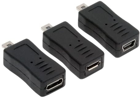 NFHK Paquete de 3 adaptadores Mini 8 pines a USB 2.0, USB C/Mini USB/Micro USB a Mini 8 pines, adaptador de carga y transferencia de datos para cámara