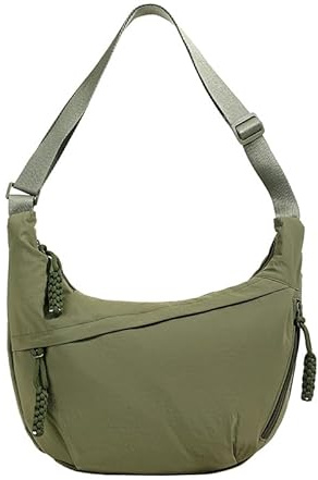 LOCCY Halbmond Umhängetasche Damen, Nylon Crossbody Bag Half Moon Bag Crossbody Schultertasche Hobo Tasche mit verstellbarer Schultergurt für Uni Arbeit Reisen Alltag