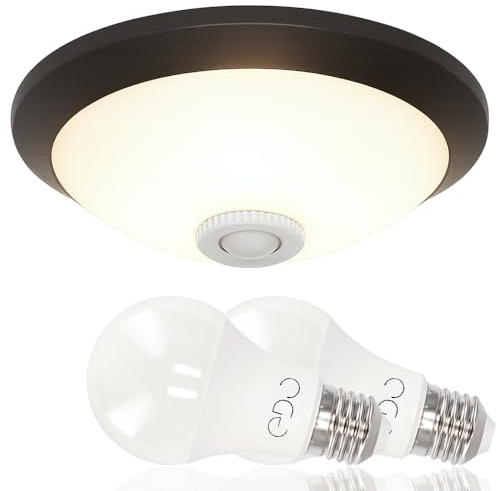 LED Deckenleuchte mit Bewegungsmelder 300 mm Schwarz - Aufputz