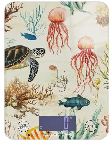 Pesce tartaruga portatile beige vintage portatile bilancia alimentare 5 kg/5 g, bilancia digitale con 4 unità per preparare i pasti e arrostire (batterie non incluse)