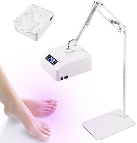 Lampe à Ongles, 78 W Lampe UV Ongles Gel mit Minuterie 15/30/60/90 s Lampe UV LED Sèche Ongles Suspendue avec Capteur Infrarouge et Écran LCD Lampe LED Ongle avec Support et Base pour Doigts et Pieds