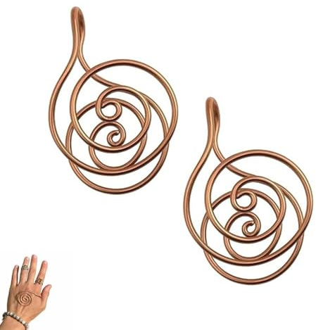 Generico Anello in rame a spirale per la meditazione e la guarigione energetica, bracciali in rame fatti a mano, regalo per la meditazione per donne e uomini (2pcs)