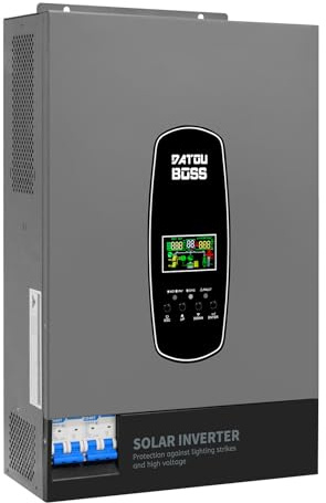 DATOUBOSS 6200W Hybrid Solar Wechselrichter 48V, Reiner Sinus, PV-Array bis 8500W, PV-Inverterleistung 6500W, Blitzschutz, Batterieloser Start, integrierter 120A MPPT-Regler, für Off-Grid Solarstrom