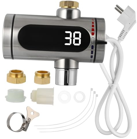 DOITOOL Display Elettrico in Riscaldamento Rapido Led Digitale, Rubinetto Acqua Istantaneo, Acciaio Inossidabile per Cucina e Patio