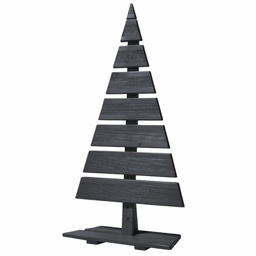 Floranica Albero di Natale in legno naturale 90x45cm Decorazione natalizia per interni ed esterni Grande albero in legno di larice fatto a mano, grande Nero