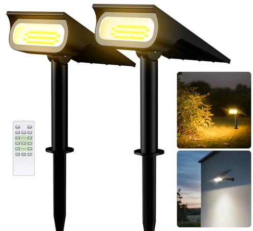 intelamp Solar Light Outdoor Garden, 3 Color Temperatures | Solar Spotlights Outdoor, IP65 Waterproof Solar Spot Lights for Pathway, Patio,Tree,Wall,Fence,Driveway