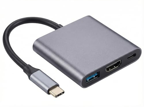 VertexOval Adaptateur USB C vers HDMI 4K, Hub 3-en-1 PD 100W & USB 3.0, Dock Compatible avec MacBook Pro/Air iPad Samsung S24/S23 HP Surface XPS - Gris