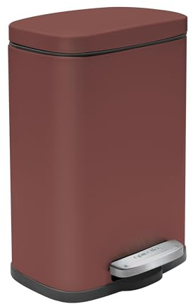 Spirella - Poubelle Akira 5L Matt-Berry - Design Compact avec Couvercle à Pédale - INOX - 30 x 21.4 x 17.6 cm - Couleur Bordeaux - Idéale pour Salle de Bain ou Bureau
