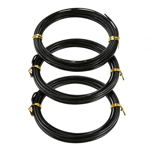 3 Rollos Alambre Aluminio Bonsai, Alambre Negro Flexible para Modelar Árboles, Herramienta Jardinería para Formación y Diseño, 1.0mm/1.5mm/2.0mm, 10m Cada Rollo para Bonsai y Decoración de Jardín