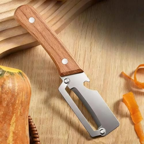 Pelador De Verduras Multifunción 2 En 1 - Pelador Multifuncional De Madera | Para Cocina Con Hoja De Acero Inoxidable Ultraafilada Y Mango De Madera Ergonómico: Pelar Patatas, Manzanas