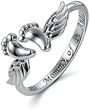 Morsring Öppet minnessmycke med barns fotavtryck | Elegant Open Rings for Women För Kontor Vardag Dejt Högtid Födelsedag