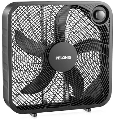 PELONIS 20 Inch Case Fan, 3 Speeds 6.5m/s, Floor Fan, Air Supply (2295 CFM), Lightweight, 5 Blades, Portable and Durable for Bedroom, Office, Living Room