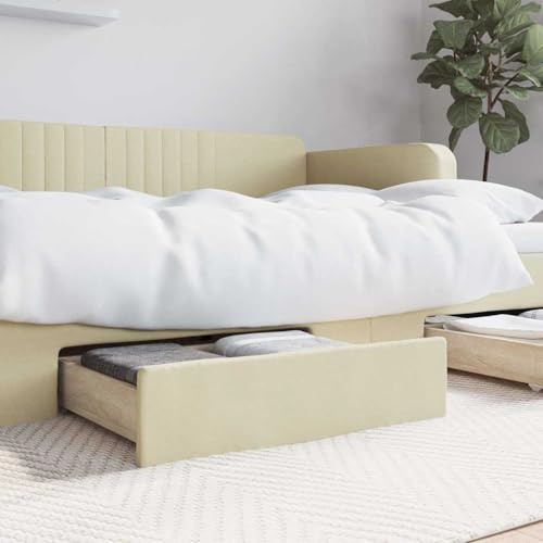 LKJVFCPW 2er Set Unterbettkommoden aus Holzwerkstoff und Kunstleder, Bettschubladen mit Rollen für Schlafzimmer, Aufbewahrungsbox unter dem Bett, Creme