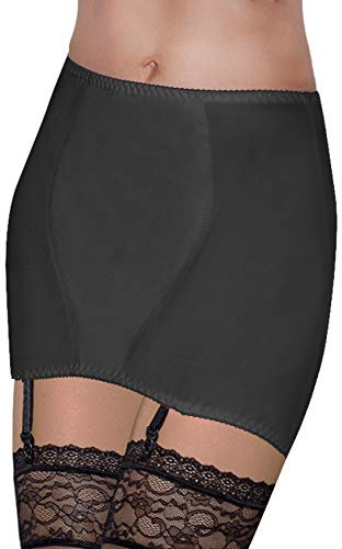 Bauchweg Unterwäsche Miedergürtel Damen mit Bauch-Weg-Effekt Strapsgürtel Strumpfhalter Shapewear Stark Formend Hüftgürtel mit Strapse (124, Schwarz)
