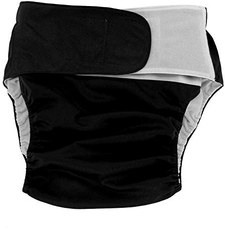 Pañal de tela para adultos, 1 pieza, reutilizable, ajustable, grande, para el cuidado de la incontinencia, pantalones de pañal de tela para personas con incontinencia discapacitadas (Color : Black)