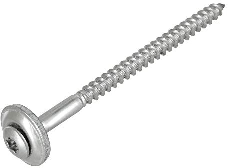 100 Stück Spenglerschrauben 4,5 x 80 Torx | inkl. Dichtscheibe 15 mm - Edelstahl A2 Blank | Flachsenkopf | Universalschraube | Schrauben